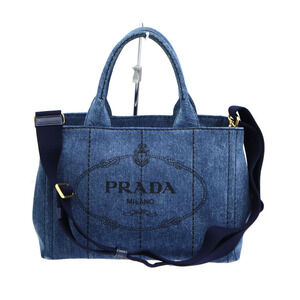 Prada Canapa Tote Bag Denim Canvas Blue